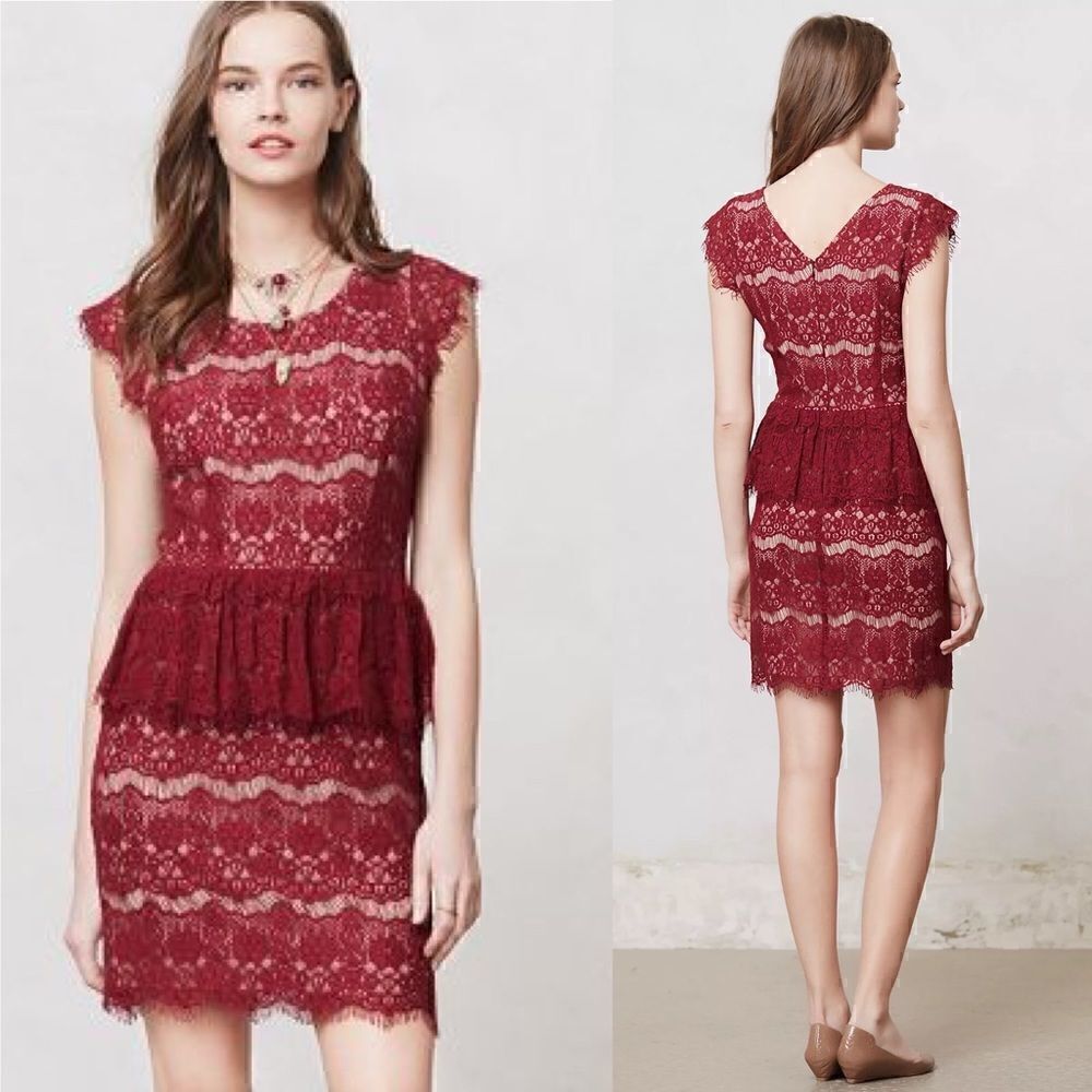 Anthropologie Maeve Elsa Peplum Dress size Medium